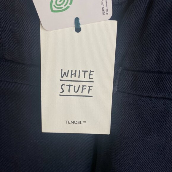 White Stuff Arlo Tencel Cargo Trouser Pant Dark Navy Size 8R - Picture 9 of 14